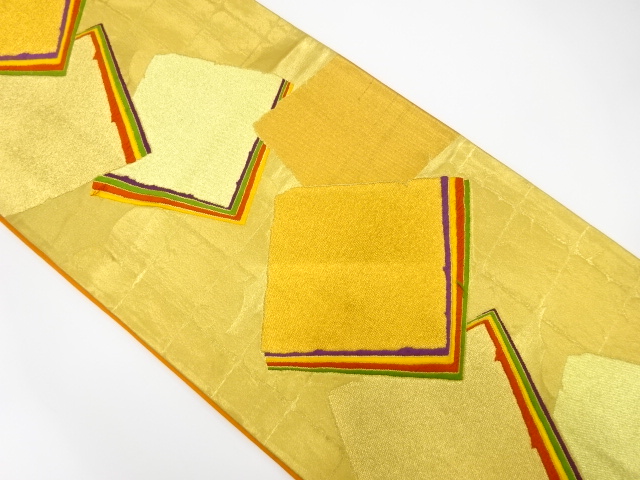 JAPANESE KIMONO / ANTIQUE FUKURO OBI / SILK / WOVEN SHIKISHI PATTERN